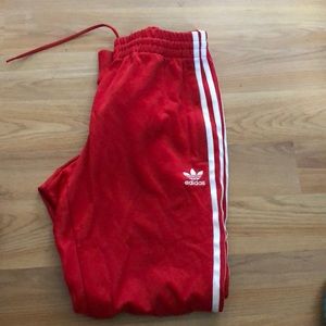 Women’s adidas red joggers